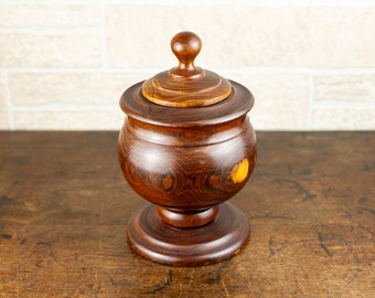 Antique Turned Treenware Solid Lignum Vitae Wood Tobacco Jar Urn.