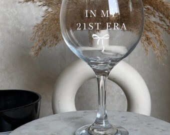21st Birthday Gin Glass | In My 21st Era Glass | 21st Birthday Gift for Her | Cute Bow Gin Glass | 21st Birthday Present