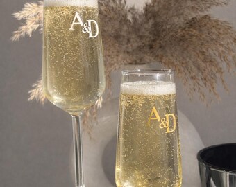 Personalised Champagne Flute | Custom Initials Champagne Glass | Wedding Toast Glass | Engagement Gift | Bride Groom Gift