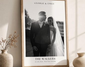 Personalised Wedding Photo Print, Custom Black & White Wedding Portrait, Couple Photo Gift, Wedding Venue Print, A5 A4 A3
