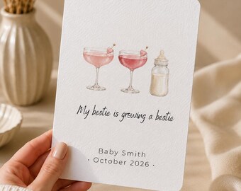 My Bestie Is Growing A Bestie Card, Pregnancy Announcement Card, Best Friend Pregnancy Card, New Baby Card