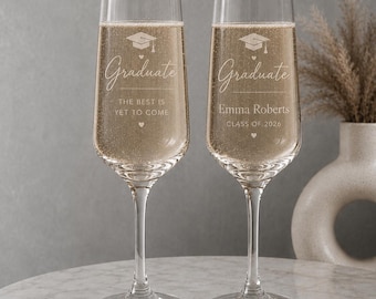 Personalised Graduation Champagne Flute | Class of 2026 Gift | Graduate Champagne Glass | Graduation Gift for Her | Custom Graduation Glass