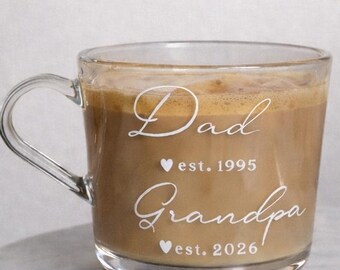 Promoted to Grandad Mug | Personalised Grandpa Gift | Est Year Mug | Pregnancy Reveal Gift | New Grandpa Coffee Mug | Baby Announcement