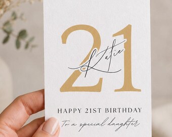 21st Birthday Card for Daughter | Personalised 21st Birthday Card | Minimal Elegant Birthday Card | Daughter Birthday Card | Modern Keepsake