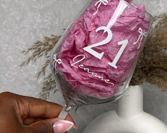Best Friend Birthday Wine Glass | Personalised Bestie Gift | Custom Name & Age Glass | 21st 18th 25th Birthday Gift for Best Friend