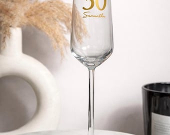 Personalised 30th Birthday Champagne Flute | Custom Name Prosecco Glass | 30th Birthday Gift for Her | Milestone Glass