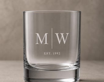 Personalised Whisky Glass | Custom Initial Whiskey Tumbler | Engraved Scotch Glass | Monogram Whisky Glass | Gift for Him | Anniversary Gift