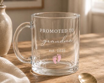 Promoted To Grandma Mug 2026 | Promoted To Grandpa Mug | Pregnancy Announcement Gift | New Grandparents Gift | Baby Reveal Coffee Mug