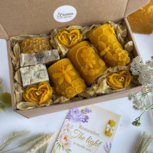 Thanksgiving Spa Gift Box: Beeswax Candles & Herbal Soap - Cozy Autumn Self Care