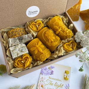 Beeswax Candle & Artisan Soap Gift Box - Handmade Self Care Set