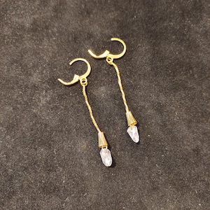 Gold Crystal Drop Earrings, Long Gold Dangle Earrings, Lightweight Statement Jewelry, Bridal Wedding Gift for Her