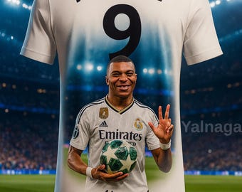Mbappe 9 2025/26 Printed Football Fan Jersey – Breathable Outdoor Sports Shirt for Soccer Lovers, Lightweight Athletic Top for Game Day Wear