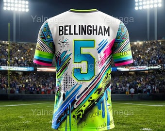 Bellingham #5 2025 Special Edition Football Jersey – Graffiti Style Oversized Soccer Training Shirt, Breathable Men’s Sports T-Shirt