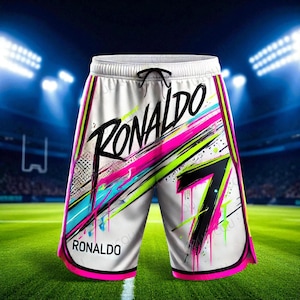 Ronaldo #7 Portugal Soccer Shorts 2024/2025, Youth Football Bottoms for Boys and Girls, Portugal Soccer Shorts for Kids Game Day Gift