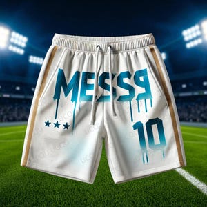Messi #10 Argentina Soccer Shorts 2024/2025, Youth Football Bottoms for Boys and Girls, Argentina Soccer Shorts for Kids Game Day Gift