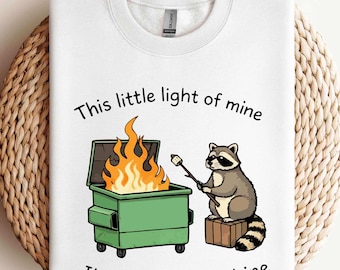 Dumpster Fire Raccoon Sweatshirt, Emotional Dumpster Fire Tee, This Little Light of Mine, Mental Health Tee, Positive Saying Gift