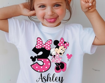 Personalized Minnie Shirts For Kids, 3th Birthday Minnie Shirt, Custom Birthday Girl Shirt, Funny Kids Birthday Shirt, Minnie Mouse Shirt