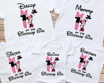 Disney Birthday Girl Shirt, Custom First Birthday Age Family Shirt, Funny Birthday Shirt, Family Minnie birthday Tee,Matching Minnie shirt
