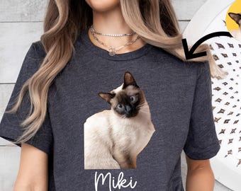 Personalized Cat Shirt, Custom Pet Shirt, Custom Shirt with Pet Photo And Name, Custom Cat Photo Shirt, Pet Portrait Shirt, Pet Owner Gift