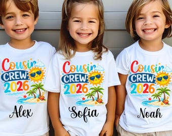 Custom Cousin Crew 2026 Shirt, Matching Family Vacation Shirts, Custom Kids Summer Tee, Beach Trip Family Outfit, Personalized CousinTee