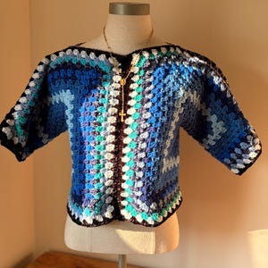 Handmade Crochet Granny Square Top: Boho Botanical Style