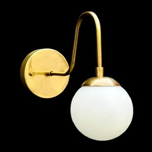 1 Globe Wall Sconce Light | Aged Brass Vanity Wall Sconce Light | Mid Century Modern Sconce for Bedroom, Kitchen Vanity Lighting Décor