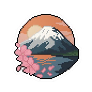 Mount Fuji Sticker - Sunset Cherry Blossoms Japan Travel Decal
