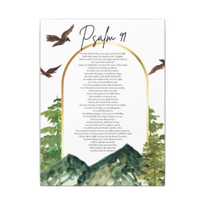 Psalm 91 Wall Art Canvas | Christian Bible Verse Decor | Scripture Wall Art | Religious Home Decor | Inspirational Faith Gift