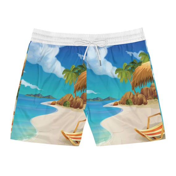 Shorts de banho de praia tropical para homens, moda praia