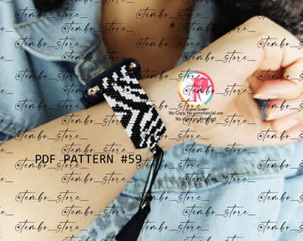 PDF PATTERN Apple watch Band miyuki Zebra, smart watch Band, Band watch Miyuki, Band smart watch beads
