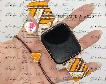 PDF-MUSTER Apple Watch Band Miyuki orange Streifen, Apple Watch Band, Band Uhr Miyuki, Band Smart Watch Perlen