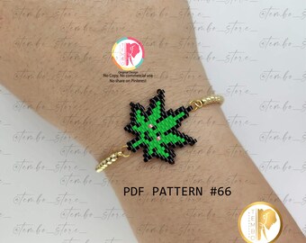 PDF-Muster Marihuana-Halskette, Marihuana-Armband, Brickstitch-Diagramm, Hippie Fest, Miyuki-Delica-Perlen, Brickstitch-Muster