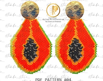 PDF-Muster Papaya-Ohrringe, Ziegelstich-Diagramm, Miyuki-Delica-Perlen, Ziegelstich-Muster