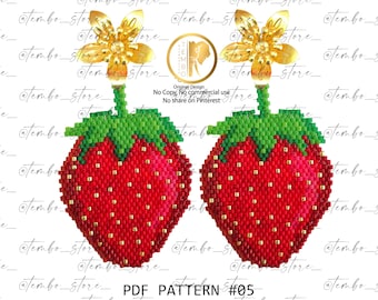 PDF-Muster Erdbeer-Ohrringe, Erdbeer-Miyuki, Frucht-Miyuki