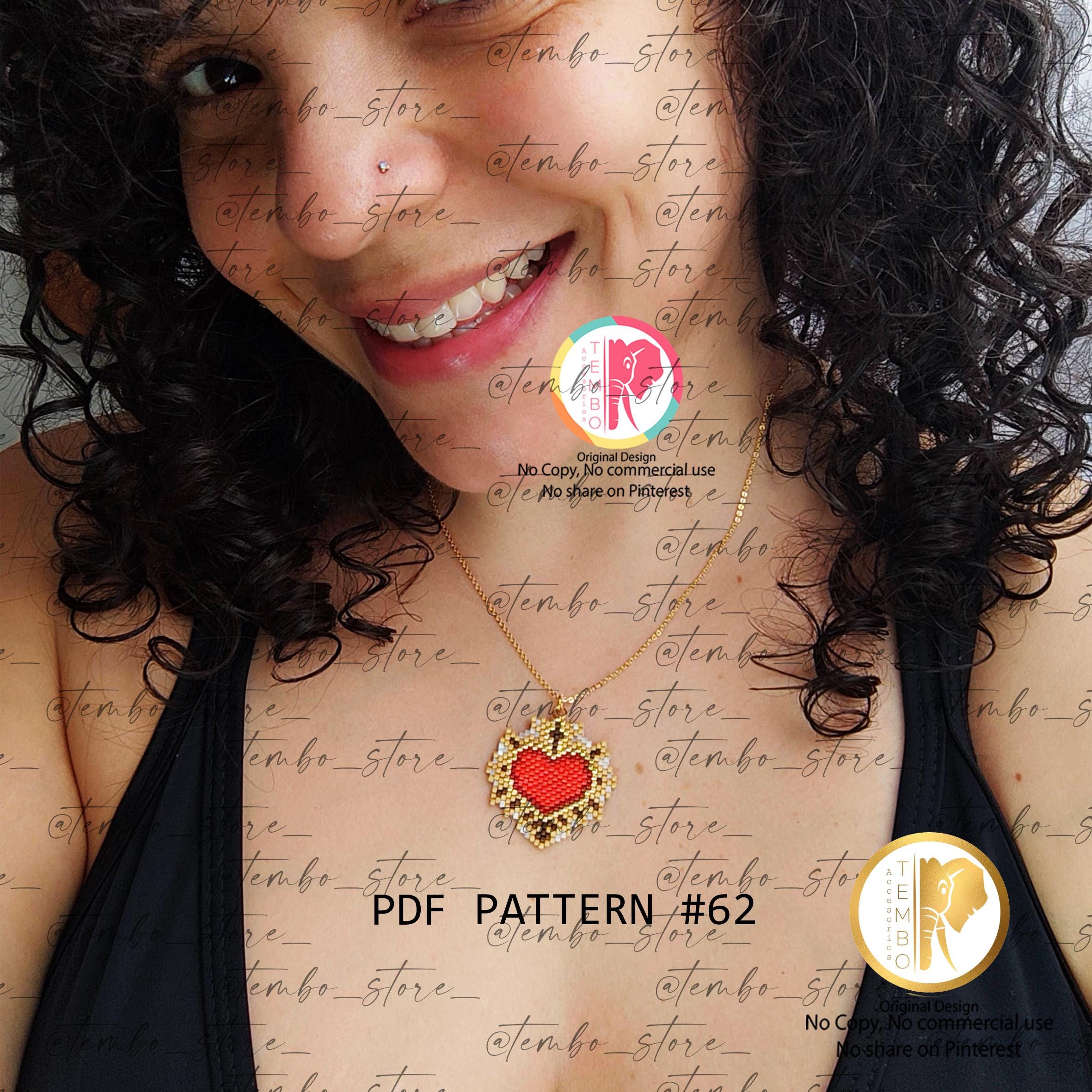 PDF PATTERN Sacred Heart Necklace, Sacred Heart of Jesus