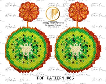 PDF-Muster Kiwi-Ohrringe, KIWI Miyuki, Frucht Miyuki