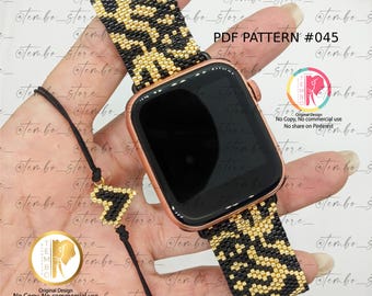 PDF-MUSTER Apple Watch Band Miyuki goldene Blumen, Apple Watch Band, Band Uhr Miyuki, Band Smart Watch Perlen