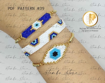 PDF-Muster-Trio aus Schutzaugenarmbändern, Ziegelstich-Diagramm, Miyuki-Delica-Perlen, Ziegelstich-Muster