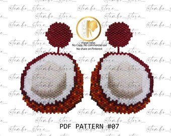 PDF Pattern Coconut Earrings, Fruit Miyuki, Coconut Miyuki