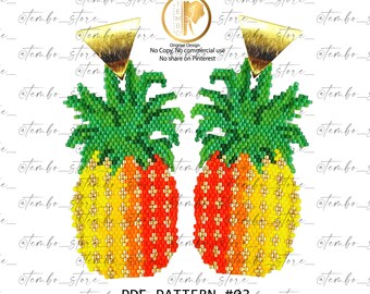 PDF-Muster Ananas-Ohrringe, Ananas Miyuki, Frucht Miyuki