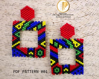 PDF-Muster Miyuki Afrikanische farbige Ohrringe, Miyuki Ohrringe