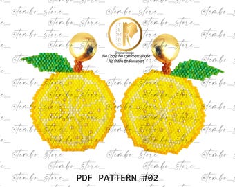 PDF-Muster Zitronenohrringe, Ziegelstich-Diagramm, Miyuki-Delica-Perlen, Ziegelstichmuster