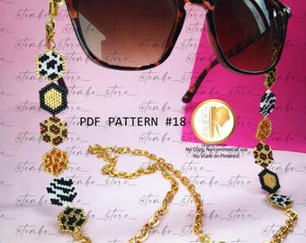 PDF-Muster Animal Print Brillenband, Brillenbandmuster, Miyuki Brillenband