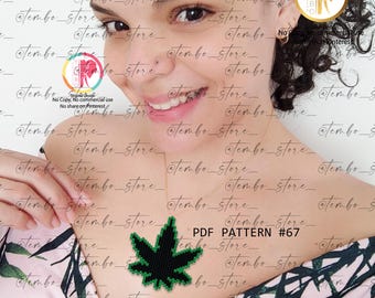 PDF-Muster Marihuana-Anstecker, Marihuana-Brosche, Marihuana-Halskette, Marihuana-Armband, Hippie-Fest, Brickstitch-Diagramm, Miyuki-Delica