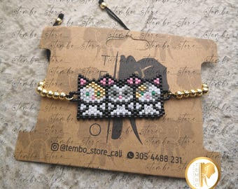 PDF-Muster KATZENARMBAND, Ziegelstich-Diagramm, Miyuki-Delica-Perlen, Ziegelstichmuster