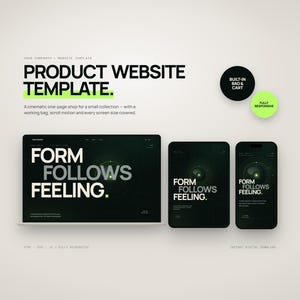 One Page Animated Website Template, Modern Dark Ecommerce Landing Page, HTML CSS JavaScript, Scroll Effects, Cart, Instant Download