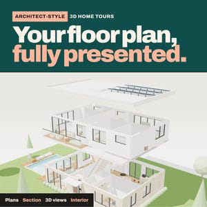 Custom 3D Architectural Presentation from Your Floor Plan, Section and Exploded View, White Model, Sun Study, 2 Storey House Design