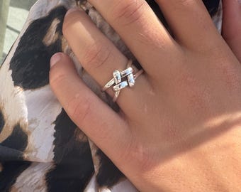 Sterling Silver Knot Ring | Double Layer Adjustable Chunky Ring | Open Back Stackable Gift for Her