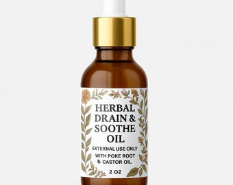 Aceite de masaje orgánico natural de ricino y raíz de poke / Mezcla de hierbas exclusiva - Solo para uso externo