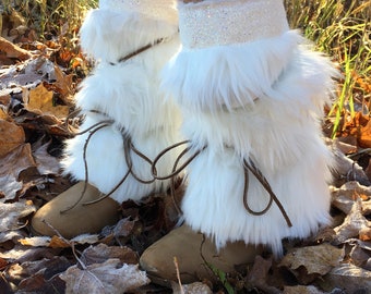white fur boot covers